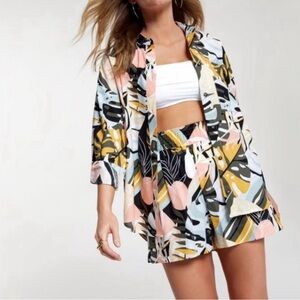 Calia Tropical Print Swim Coverup Top Womens Size XS